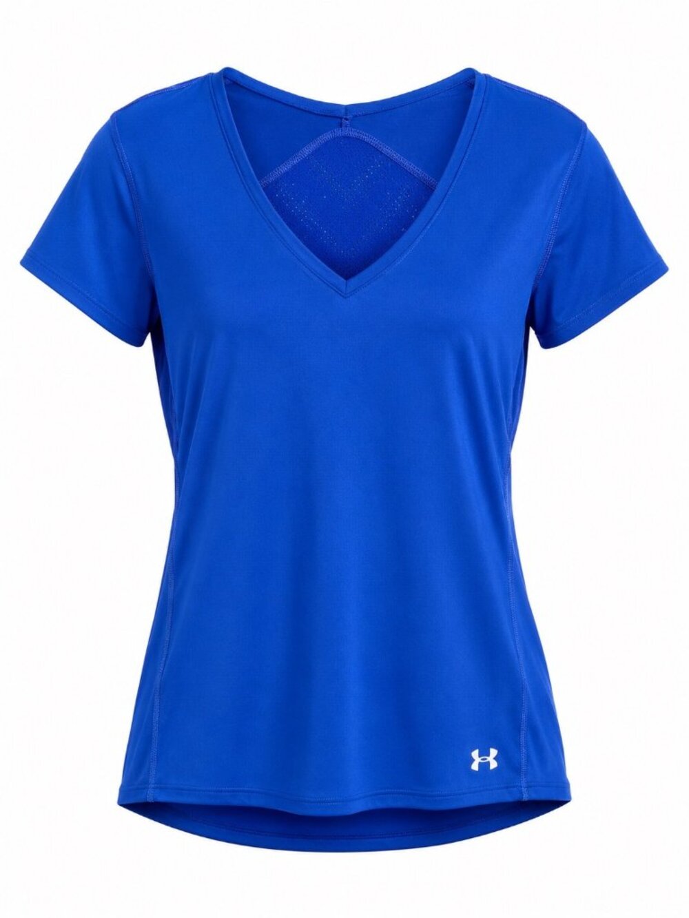 Under Armour Womens HeatGear Fitted V-Neck T-Shirt Blue Size L NWT